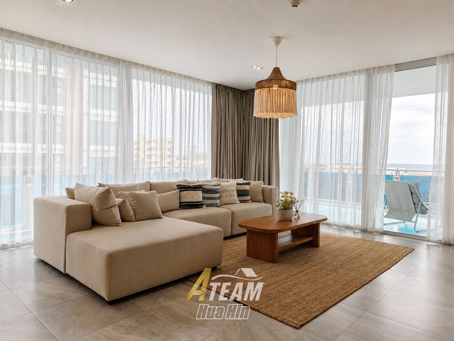 Appartement élégant avec vue sur la mer et remarquables piscines de style resort à Khao Takiab