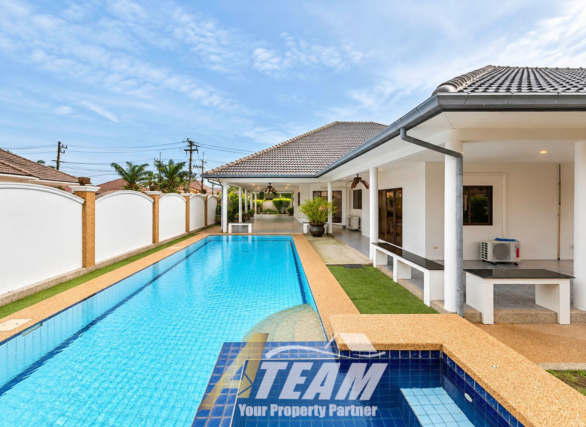 Spacieuse villa de 3 chambres avec piscine privée à louer à Sunset Village 1, Hua Hin Soi 6