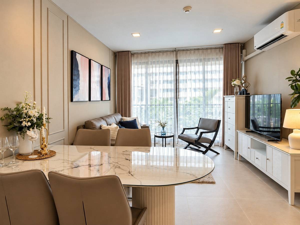Appartement spacieux de 2 chambres avec vue sur piscine à louer à Marrakesh Hua Hin