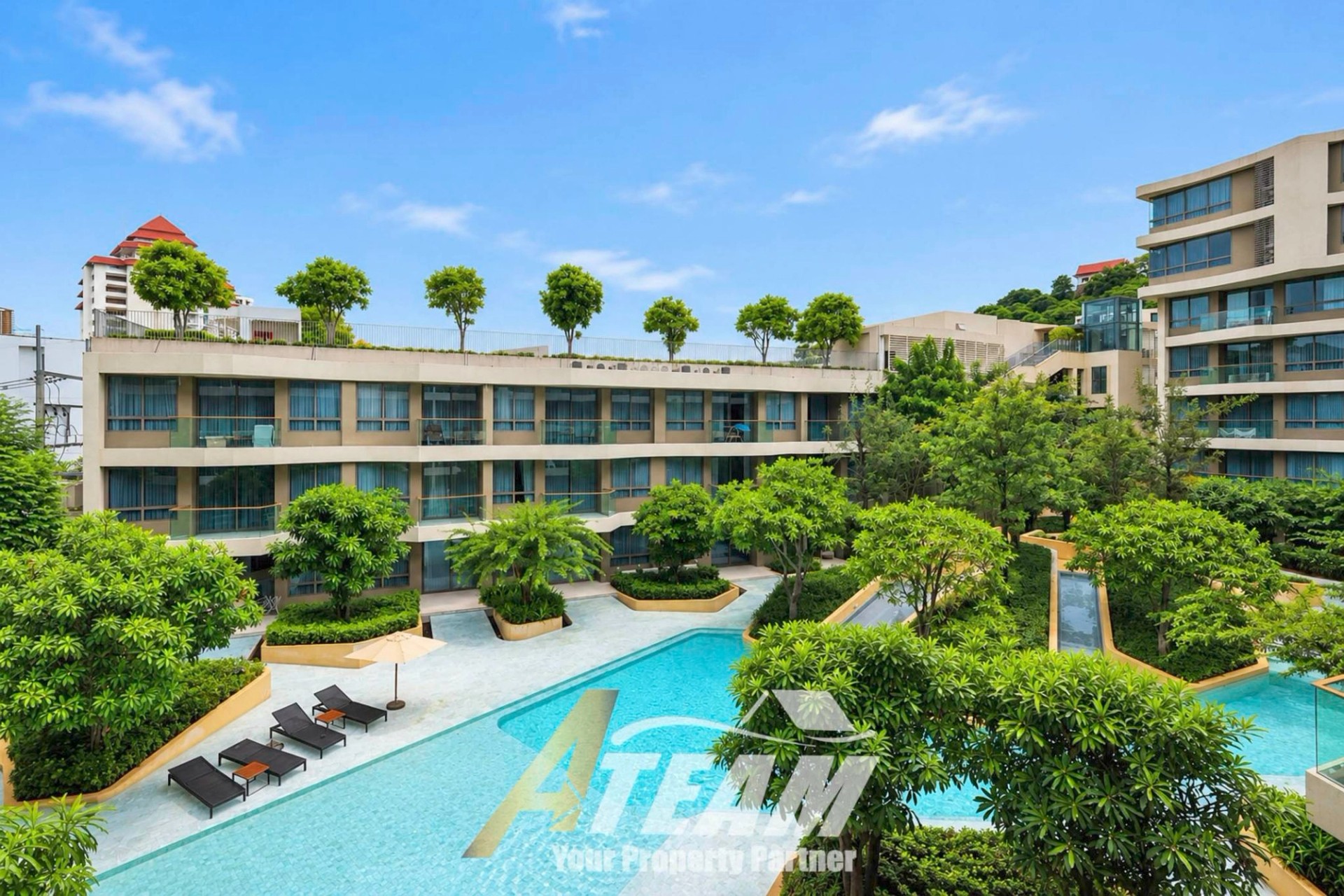 Appartement moderne 1 chambre avec vue sur piscine à louer à la résidence Veranda de Hua Hin
