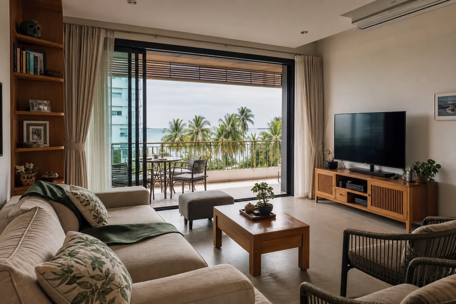 Séjour d’un appartement meublé à Hua Hin