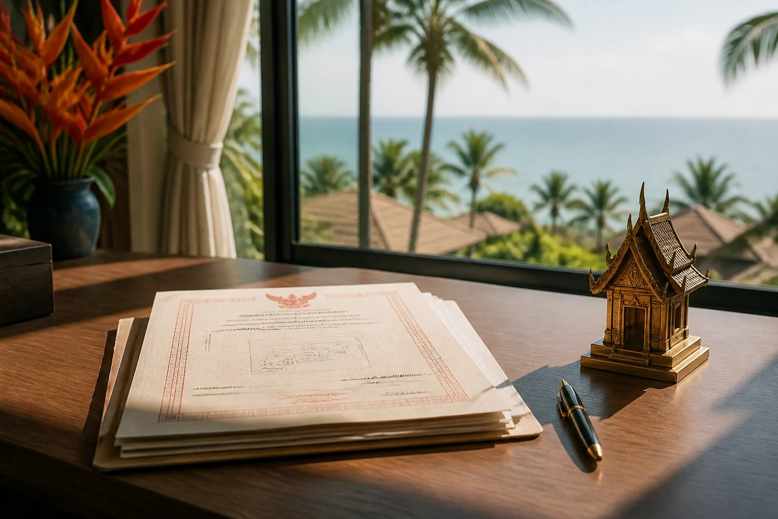 Documents de propriété posés sur une table